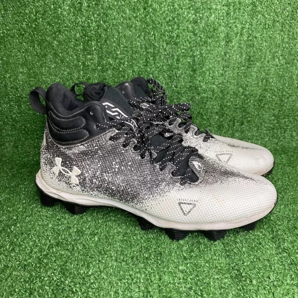 Under Armour UA Mens Size 7.5 Spotlight Fran RM 2.0 Jr  Cleats White/Black‎
